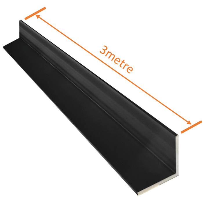 Aluminium Geometric Angle 1.6mm x 3m Matt Black | Grey Brick
