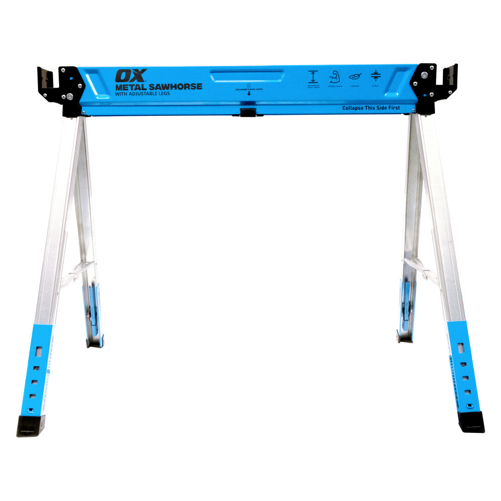 OX Pro Metal Sawhorse - Adjustable Legs - Pair