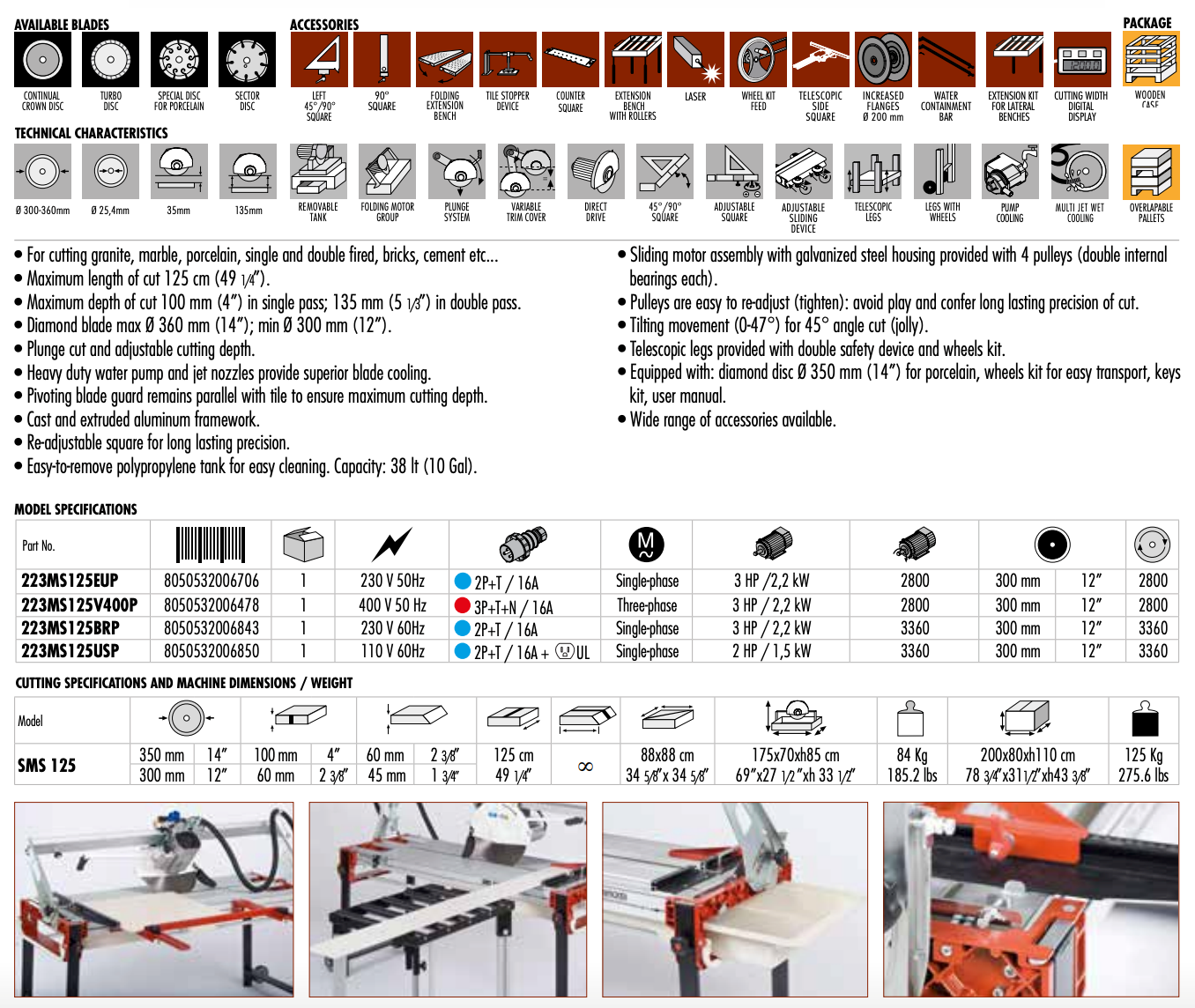 Raimondi SMS Electric Wet Saw, 3 Hp